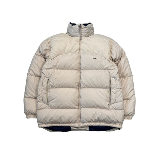 Nike puffer jacket vintage beige small logo 2000s