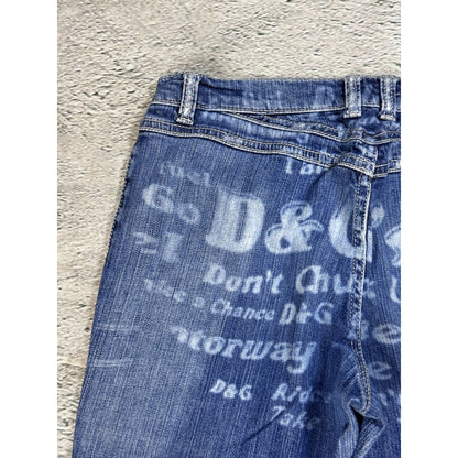Dolce & Gabbana flared jeans painted DG Y2K