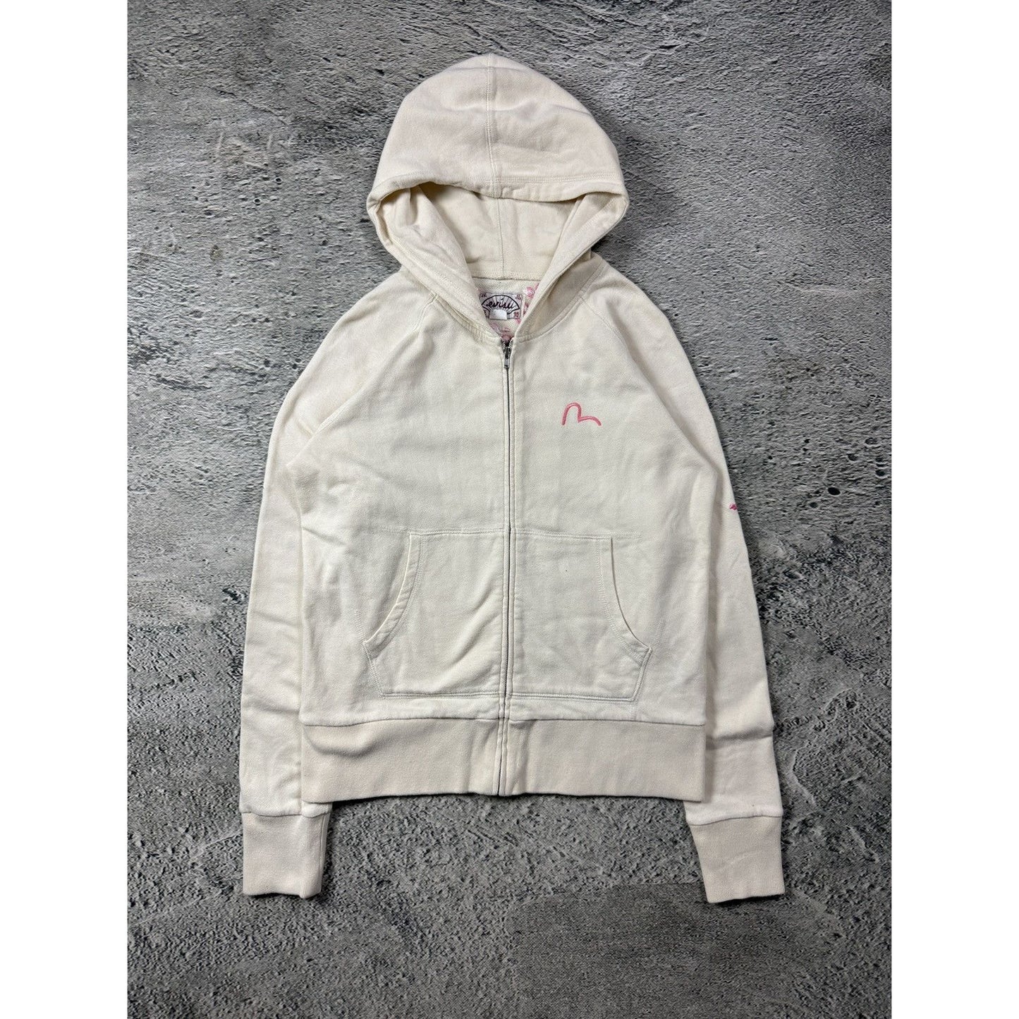 Evisu zip hoodie biege vintage big logo cherry blossom japan