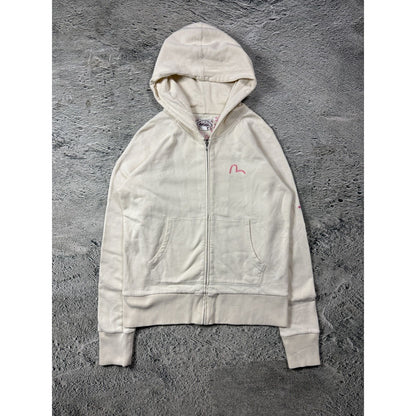 Evisu zip hoodie biege vintage big logo cherry blossom japan