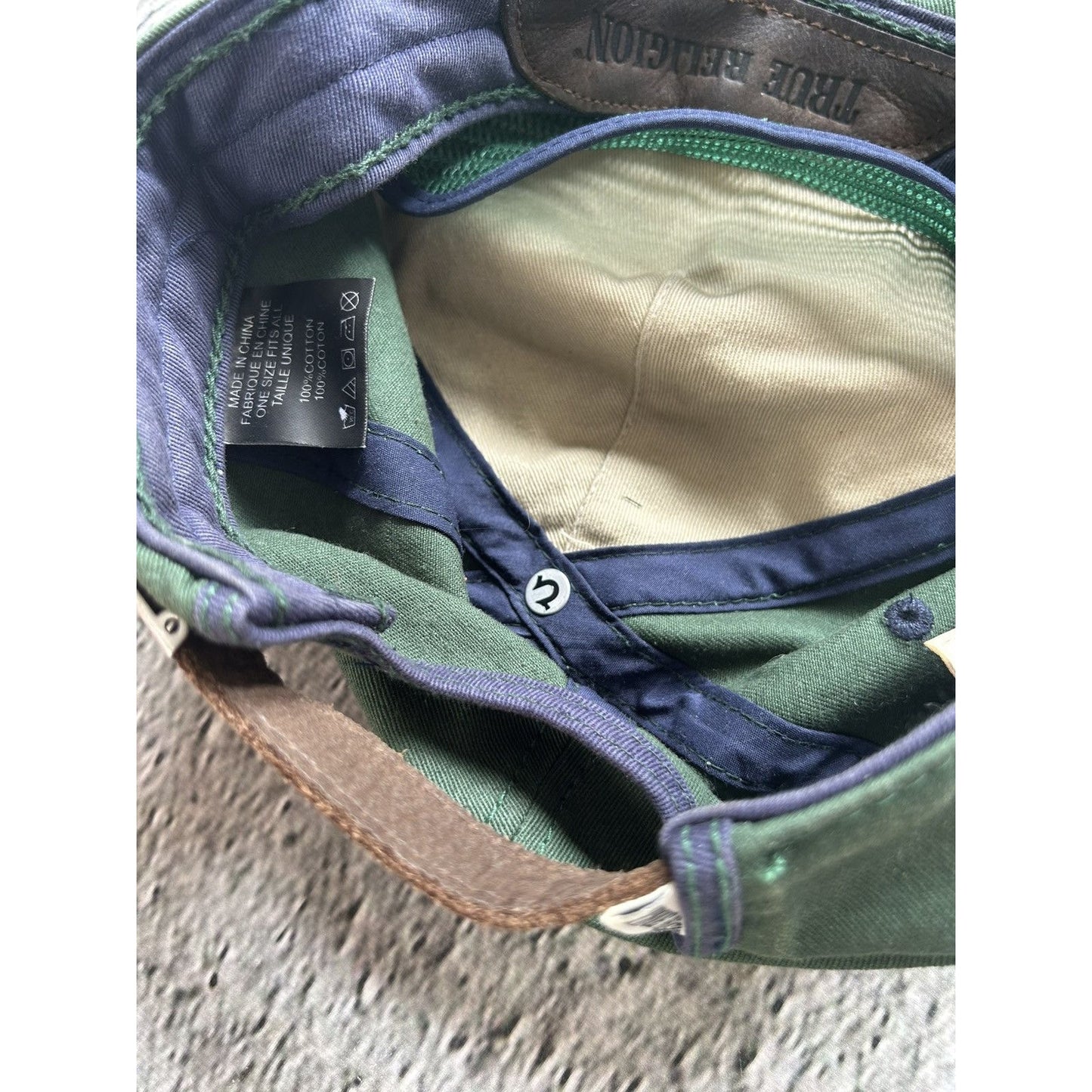 True Religion cap vintage Y2K green white thick stitching
