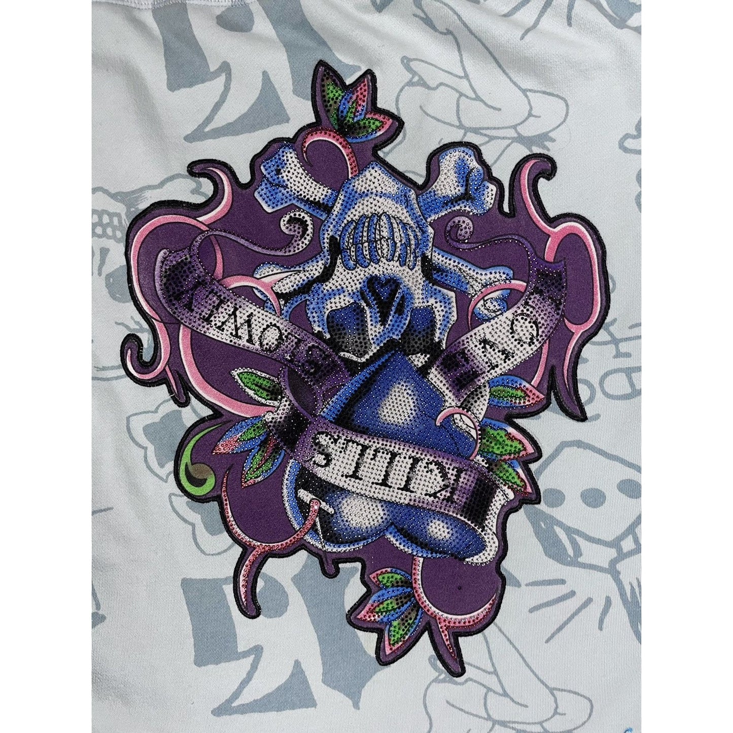 Ed Hardy zip hoodie baby blue vintage Y2K Christian Audigier
