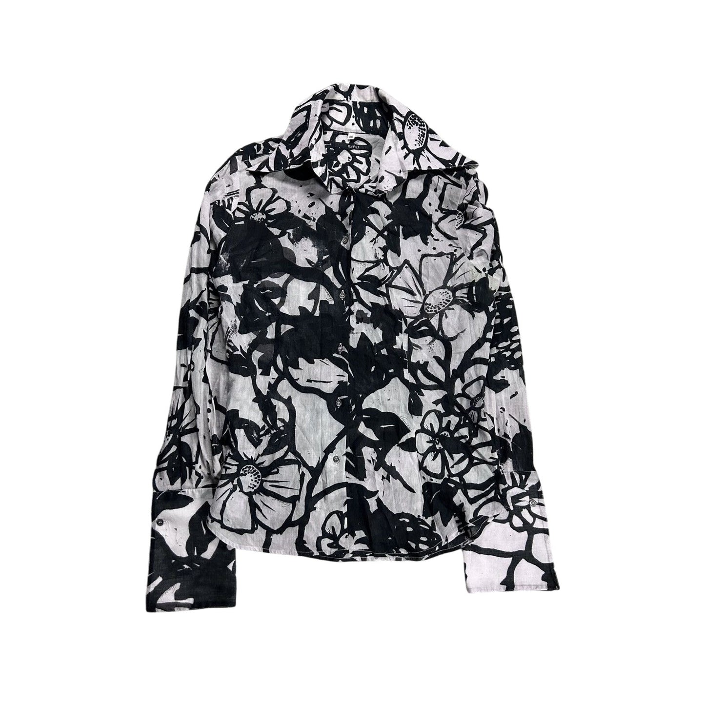 Gucci shirt white black abstract longsleeve Tom Ford era