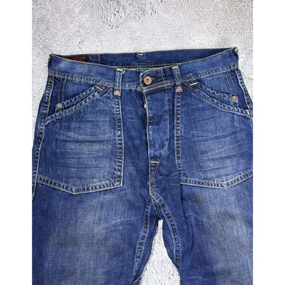Evisu EU ED jeans vintage denim pants cargo navy blue Y2K