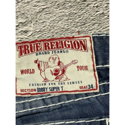 True Religion blue jeans white thick stitching Y2K Bobby