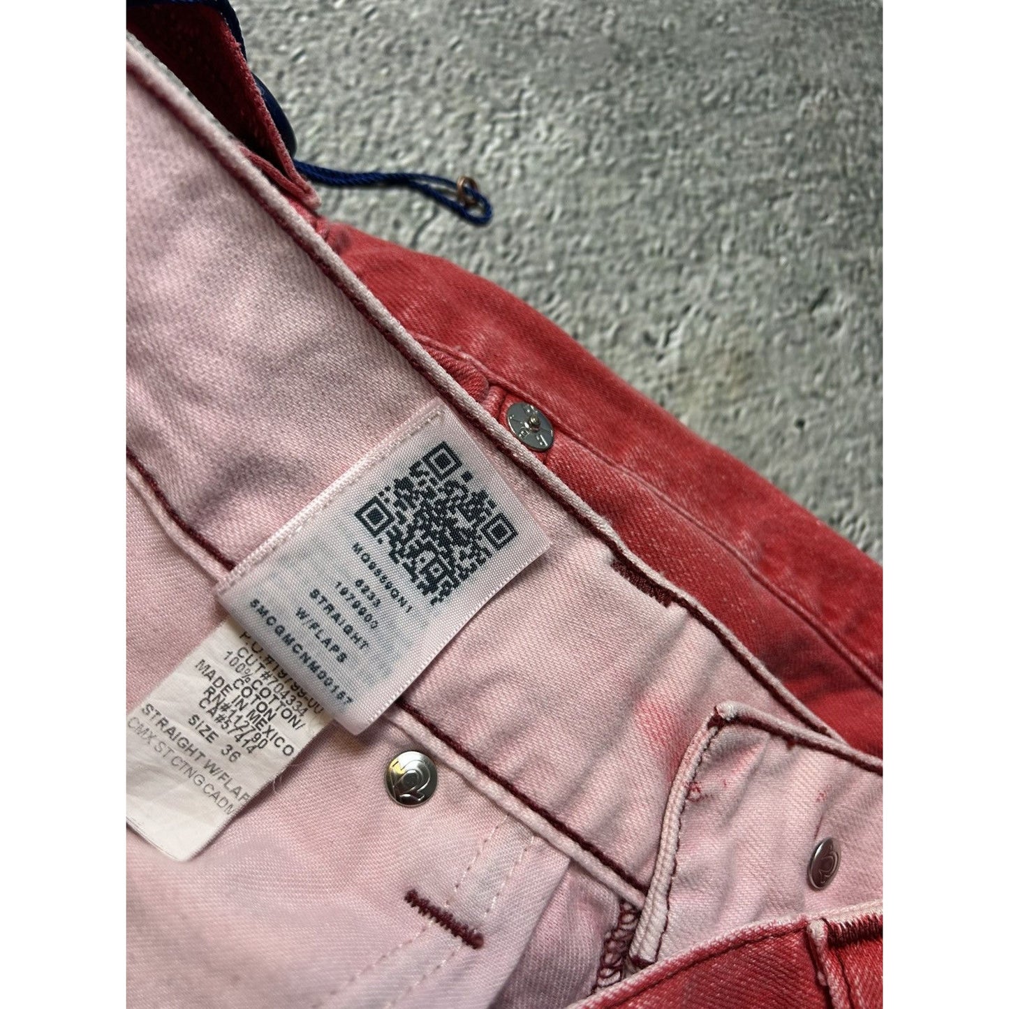 True Religion red jeans contrast stitching straight w flaps