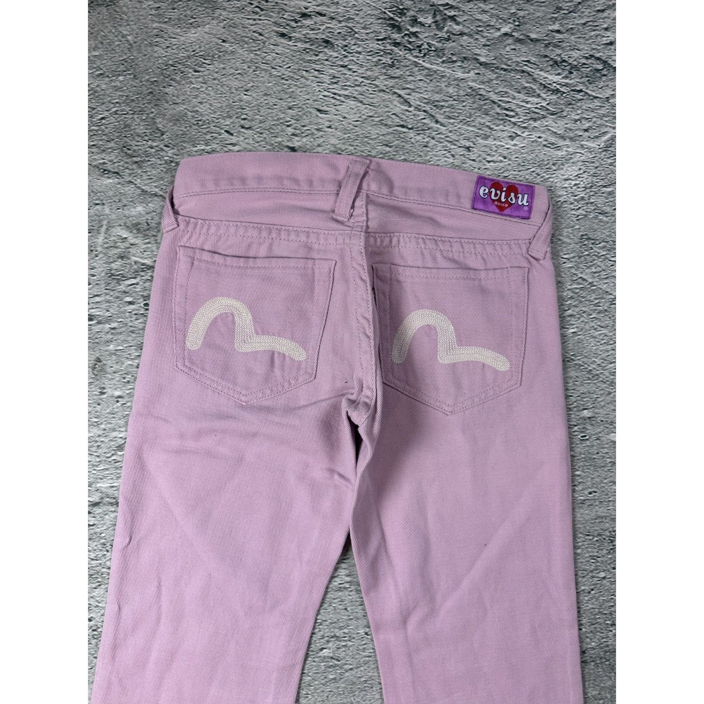 Evisu Donna Pink jeans bootcut flared seagull embroidery