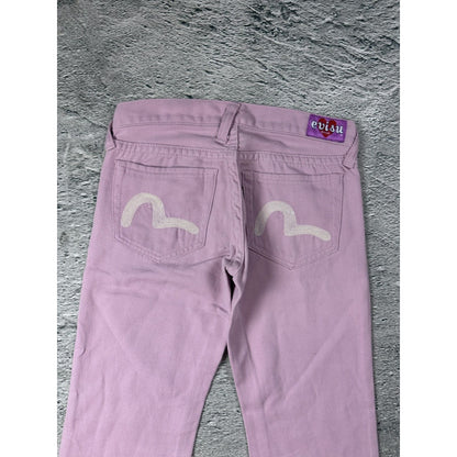 Evisu Donna Pink jeans bootcut flared seagull embroidery