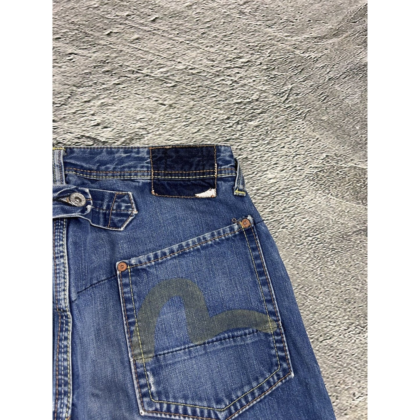 Evisu EU ED jeans vintage denim pants cargo navy blue Y2K