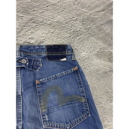 Evisu EU ED jeans vintage denim pants cargo navy blue Y2K