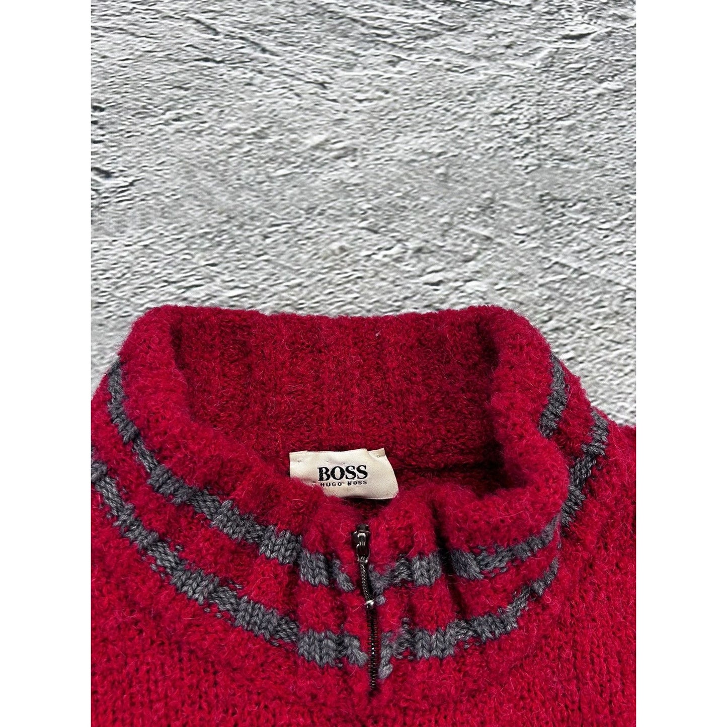 Hugo Boss alpaka sweater half zip red vintage 90s