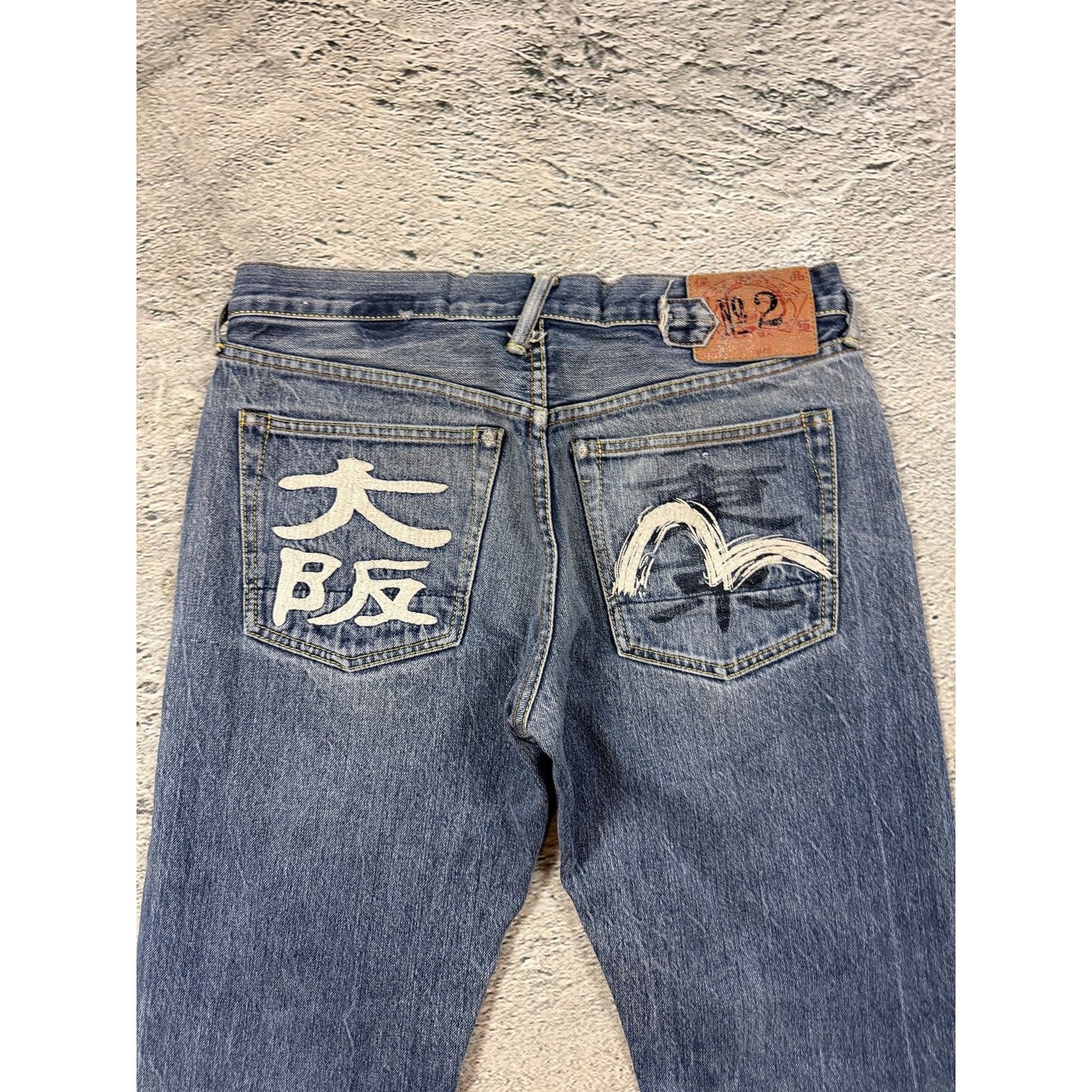 Evisu jeans vintage embroidery seagull logo selvedge denim