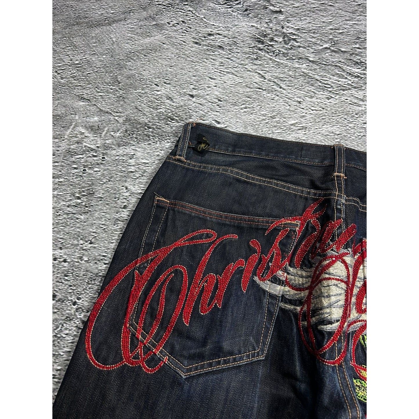 Ed Hardy Christian Audigier vintage jeans big logo pants