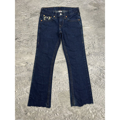 True Religion jeans flared big logo painted blue Y2K Billy