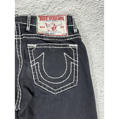 True Religion black jeans white thick stitching Y2K Logan