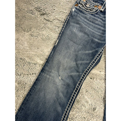 True Religion blue jeans white thick stitching Billy Super T
