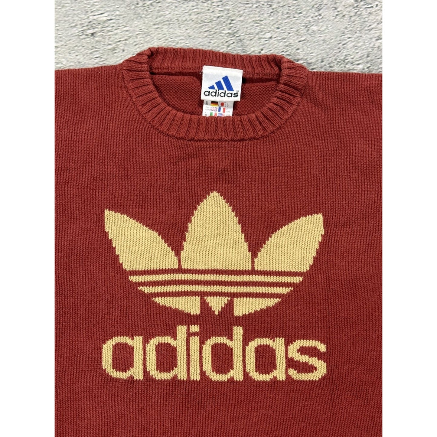 Adidas sweater red big logo 2000s knit