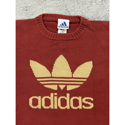 Adidas sweater red big logo 2000s knit