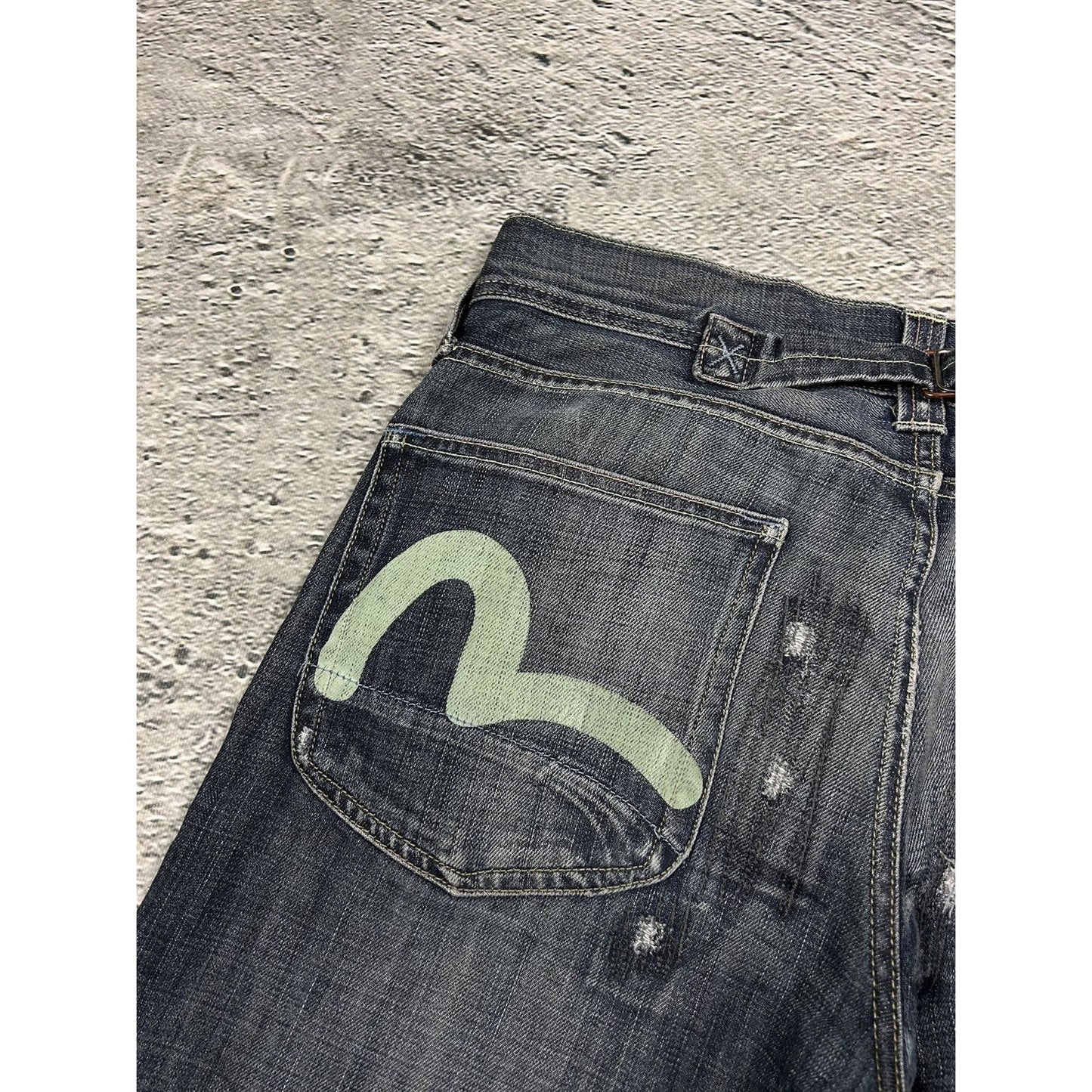 Evisu Yamane jorts grey Y2K shorts denim mint gull