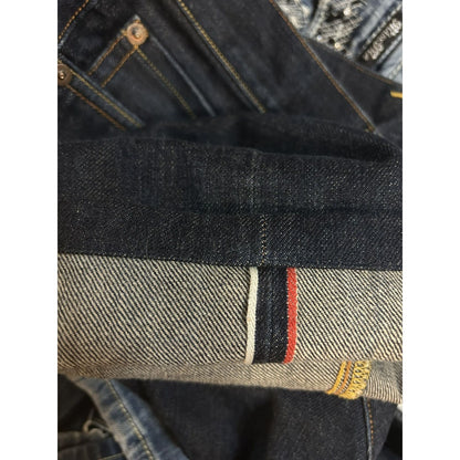 Evisu jorts navy blue shorts denim red seagulls handpainted