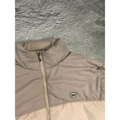 Nike puffer jacket vintage beige small logo 2000s