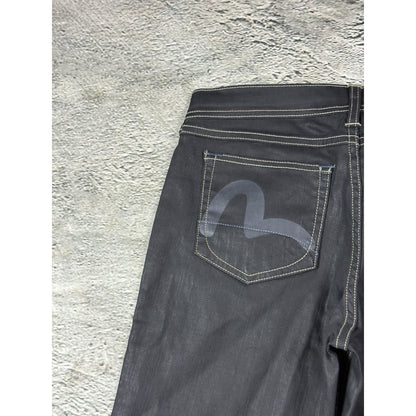 Evisu x Puma vintage waxed black jeans seagulls Y2K