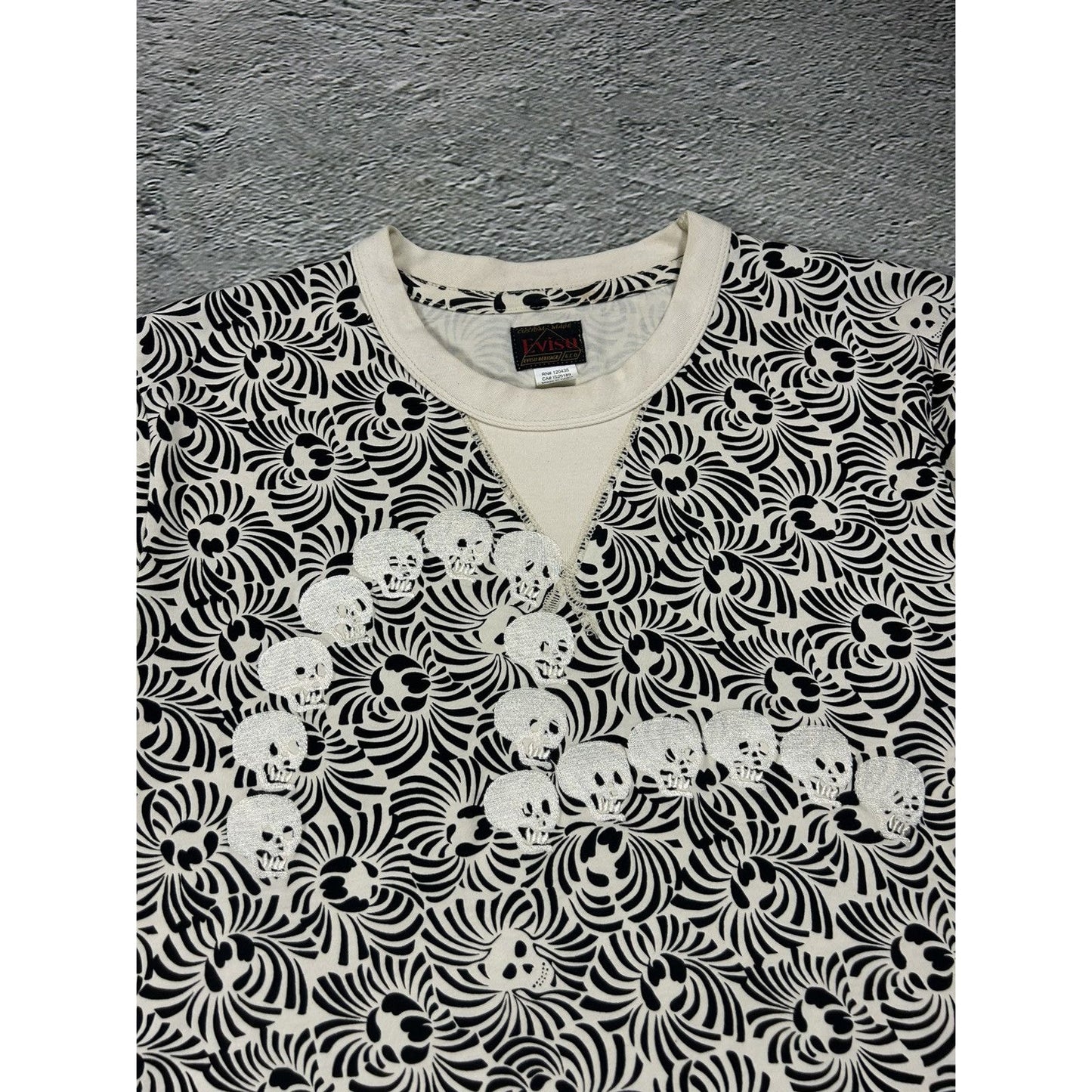 Evisu t-shirt vintage big logo seagull skull white black