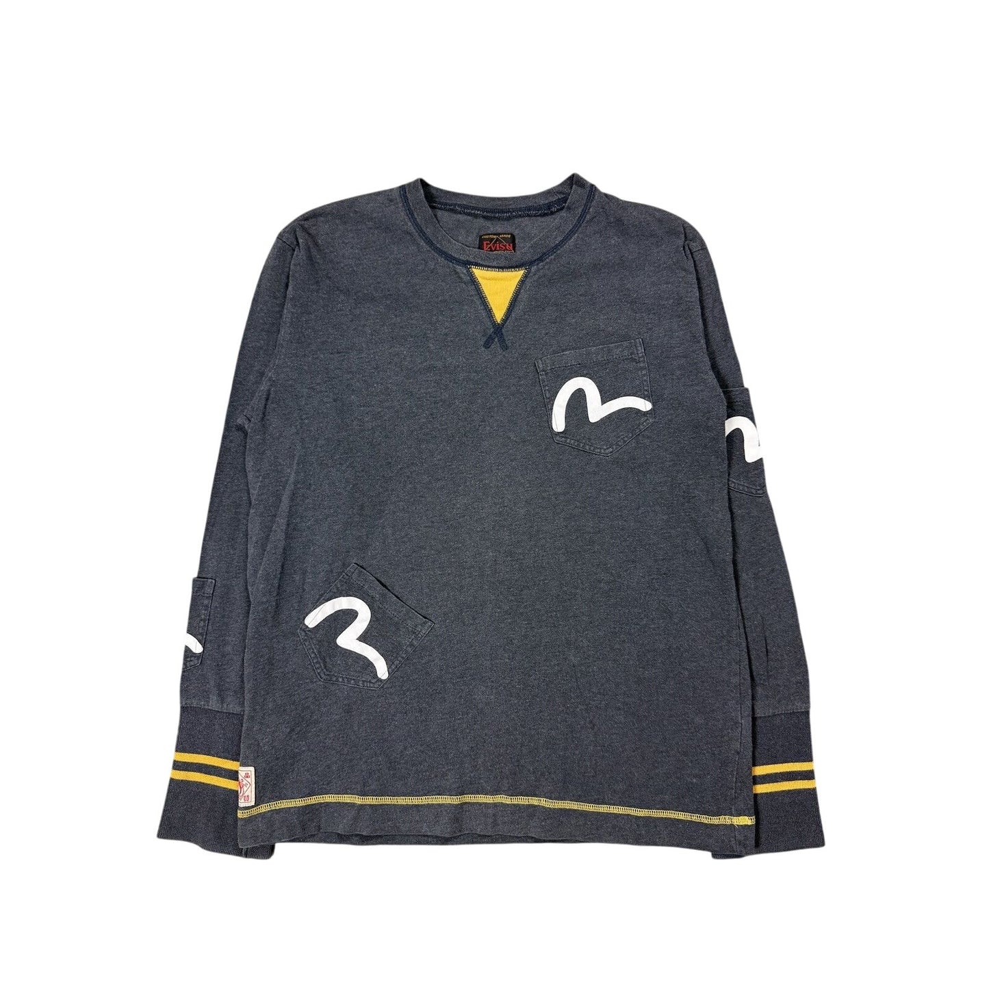 Evisu vintage multi pocket long sleeve seagull grey
