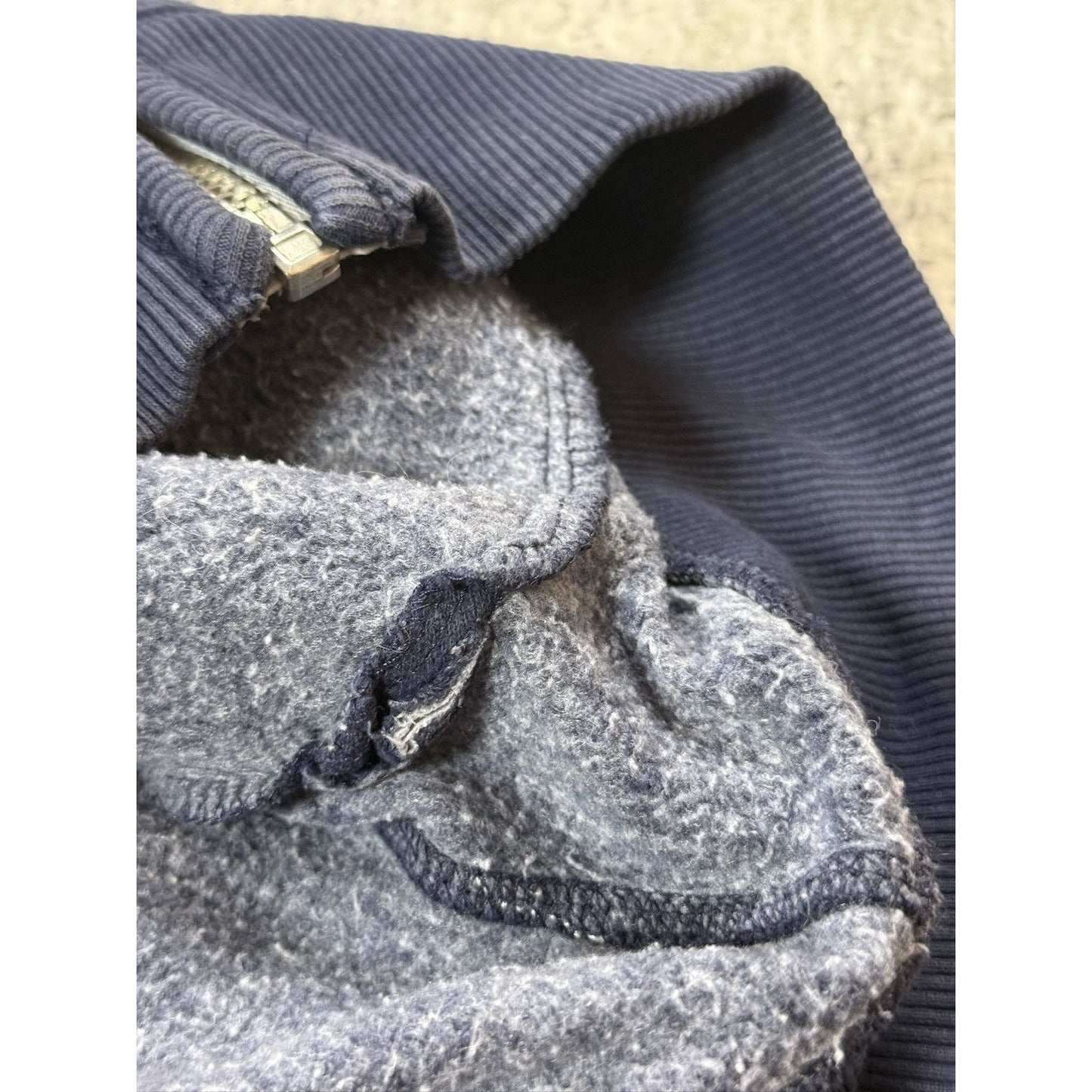 True Religion zip hoodie vintage navy contrast stitching Y2K