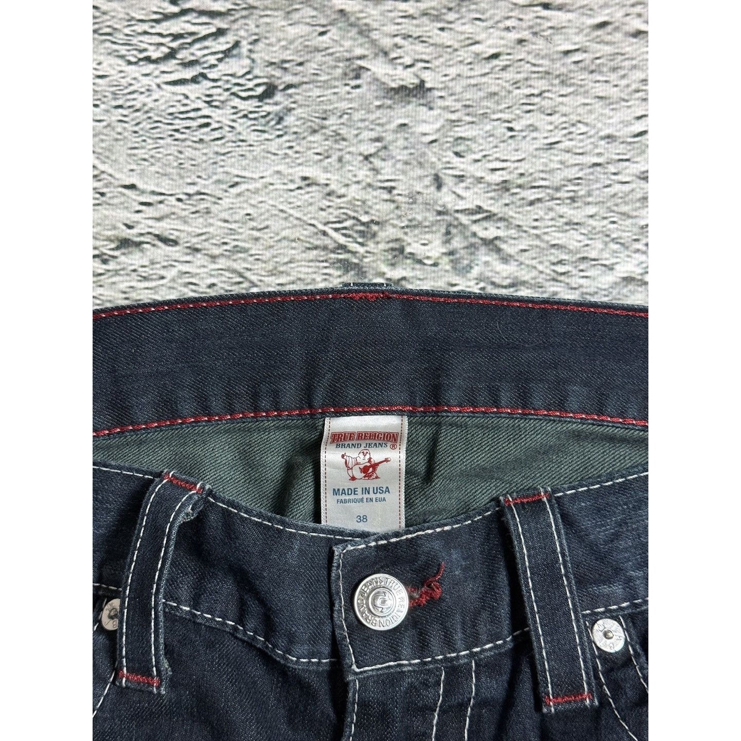 True Religion jeans straight denim red rope stitching