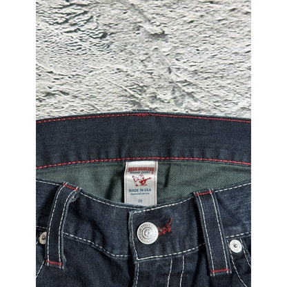 True Religion jeans straight denim red rope stitching