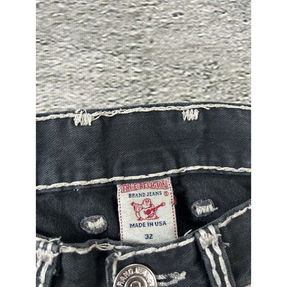 True Religion vintage black jeans denim white stitching