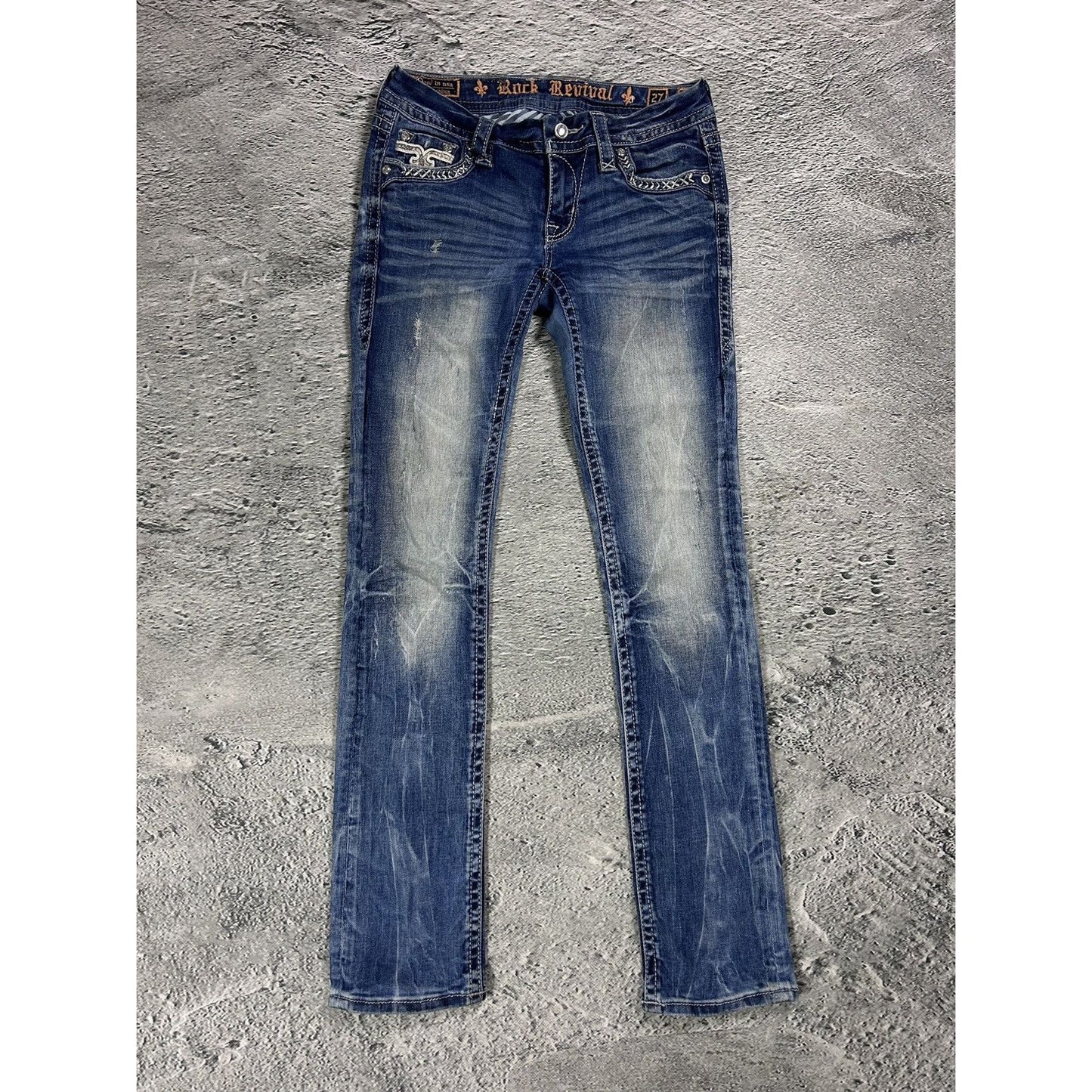 Rock Revival vintage rhinestone snakeskin jeans Y2K flared