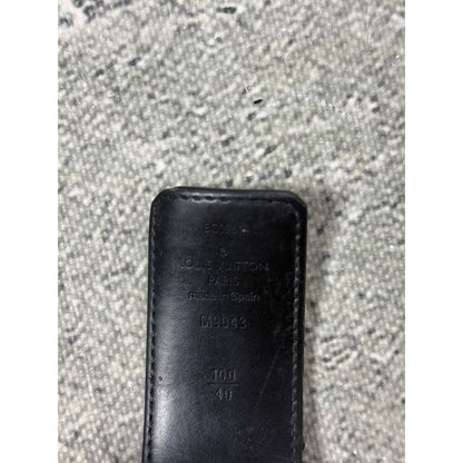 Louis Vuitton belt silver big buckle black LV monogram