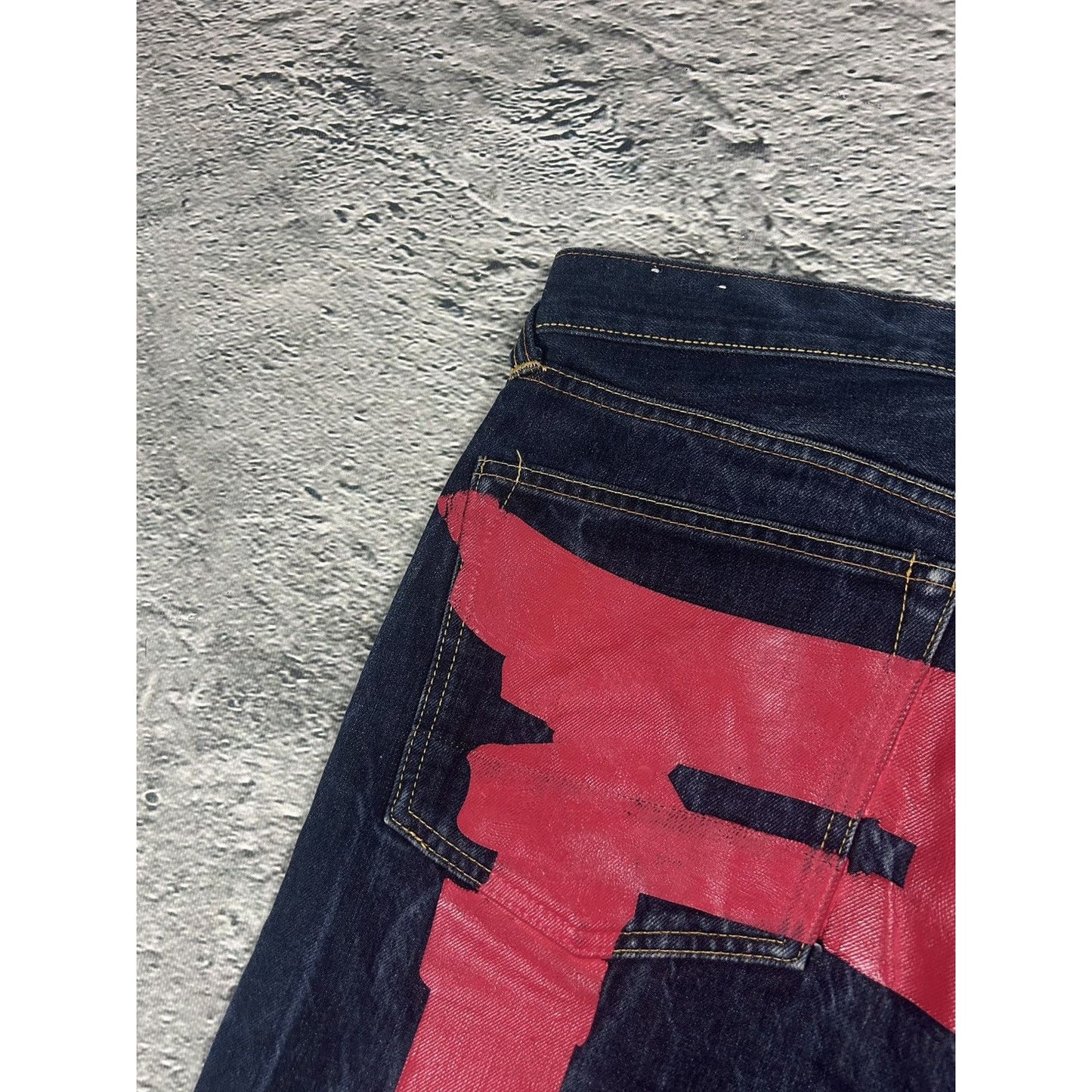Evisu jeans daicock big logo red selvedge denim