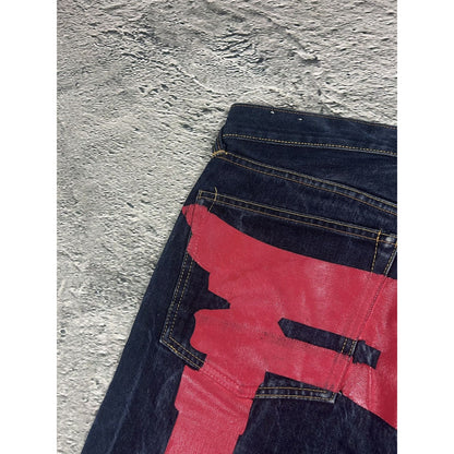 Evisu jeans daicock big logo red selvedge denim