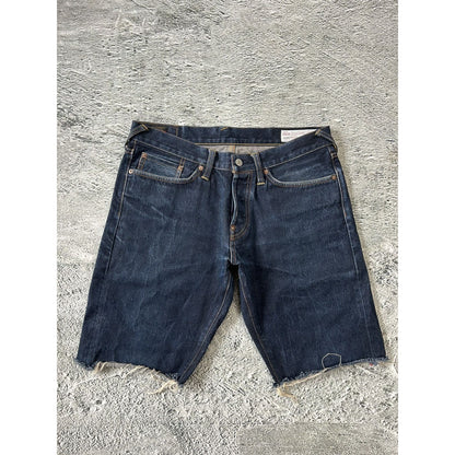 Evisu jorts navy blue Y2K shorts denim white seagulls