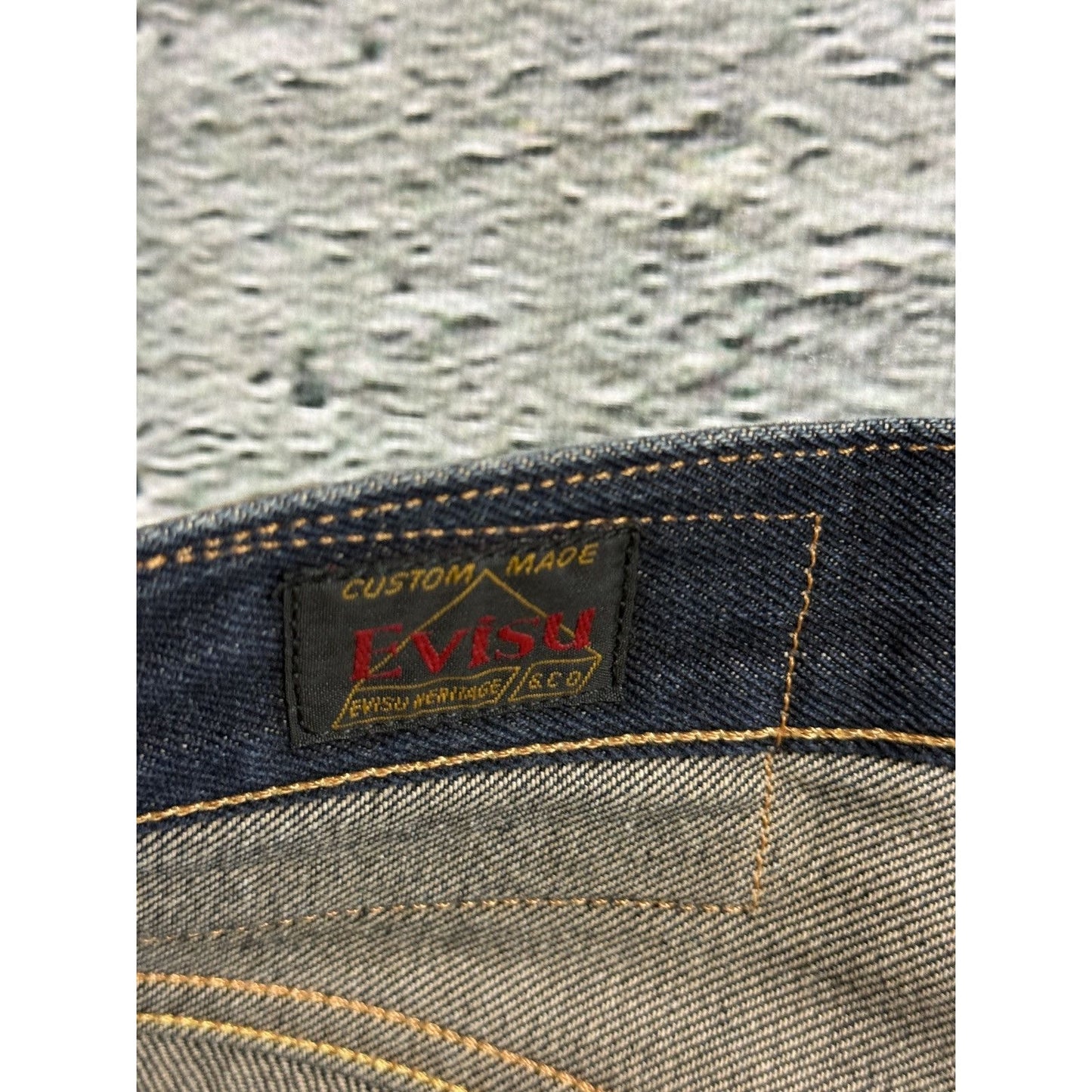 Evisu jeans daicock big logo yellow selvedge denim