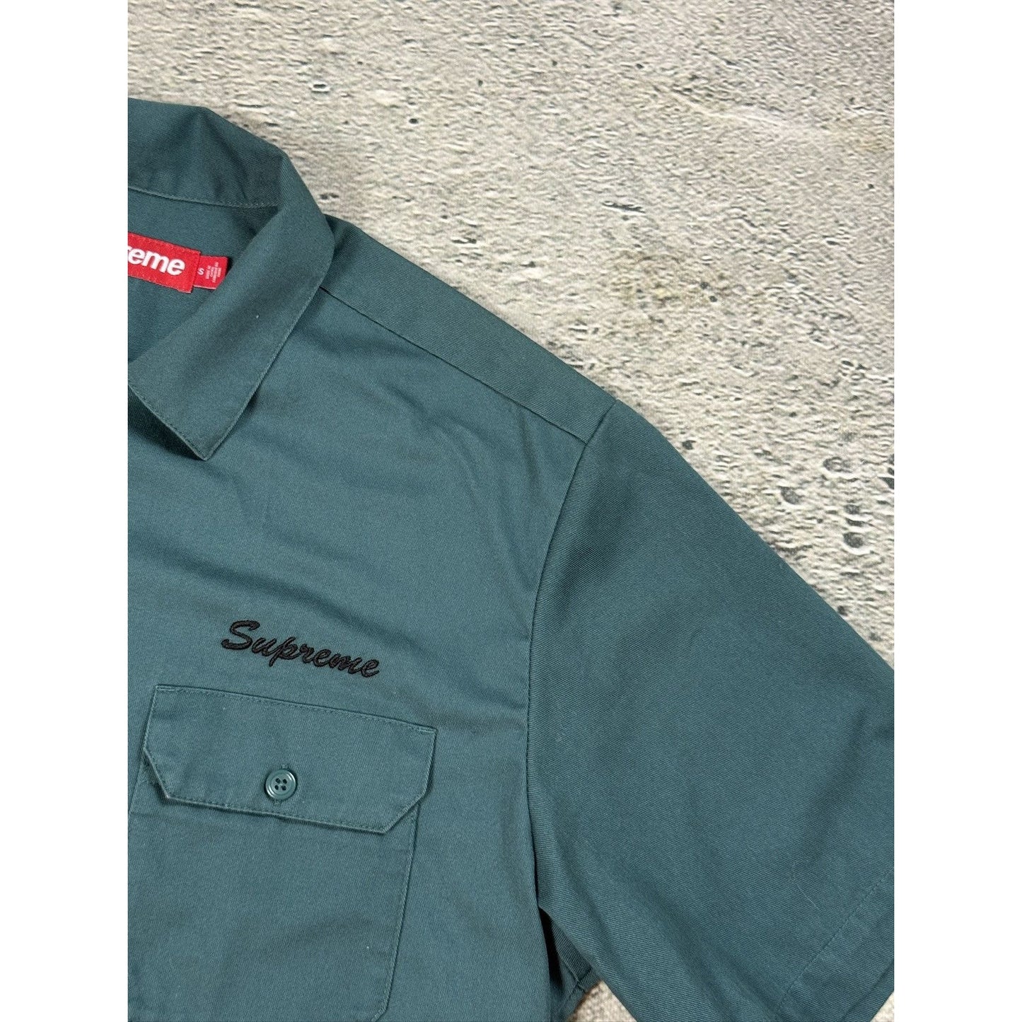 Supreme shirt rhinestones button-up green