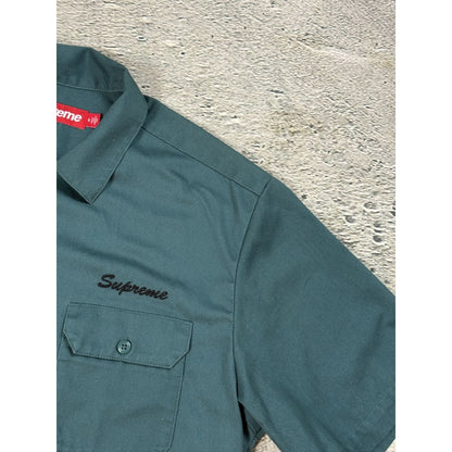 Supreme shirt rhinestones button-up green