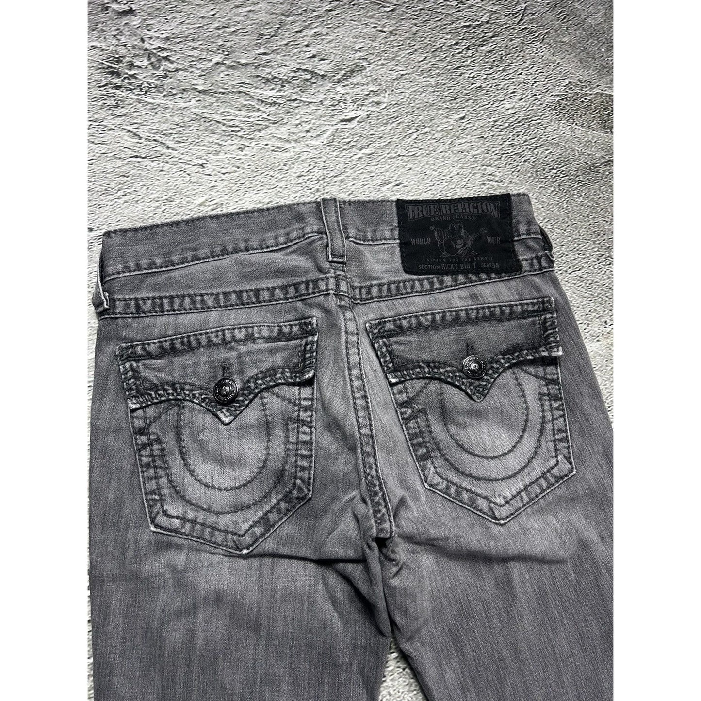 True Religion vintage grey jeans Ricky big T Y2K