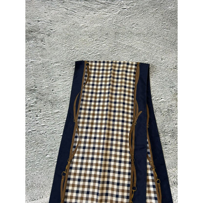 Aquascutum vintage scarf nova check navy brown London