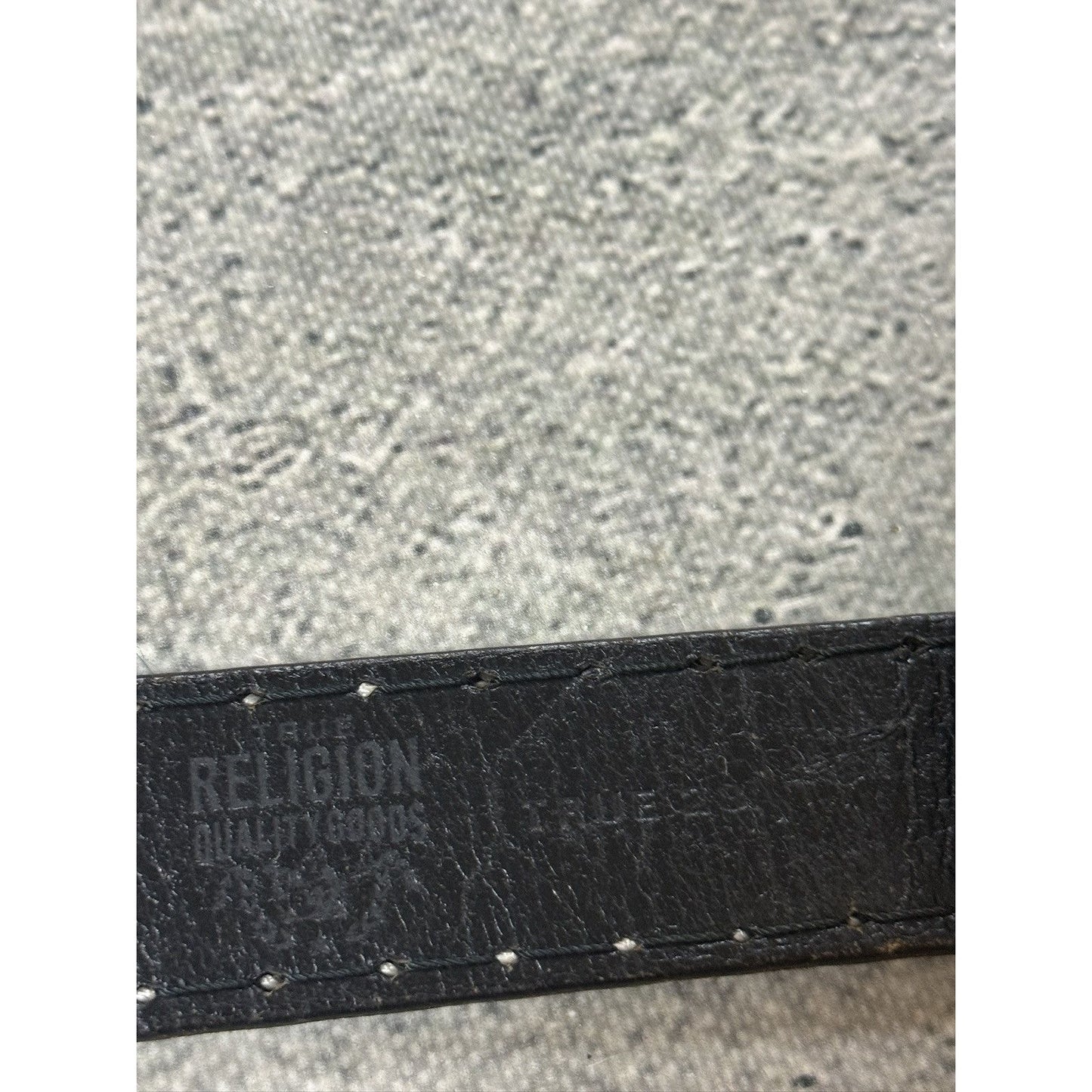 True Religion belt leather black Y2K thick stitching