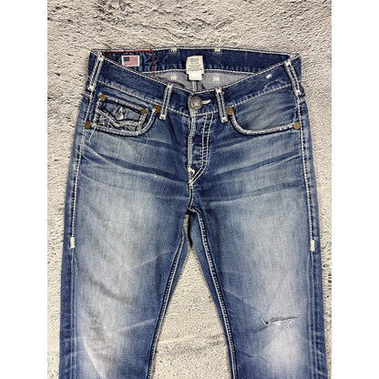 True Religion jeans Nathan Giant Y2K blue white stitching