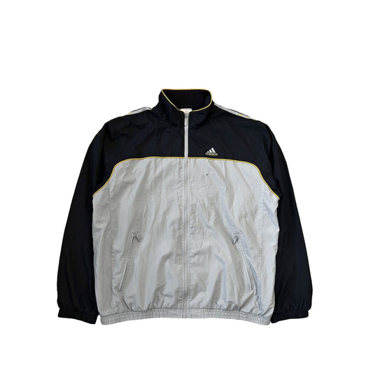 Adidas vintage black grey yellow track jacket Y2K