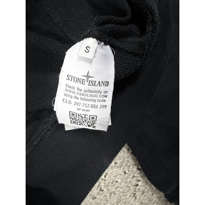 Stone island black hoodie with badge