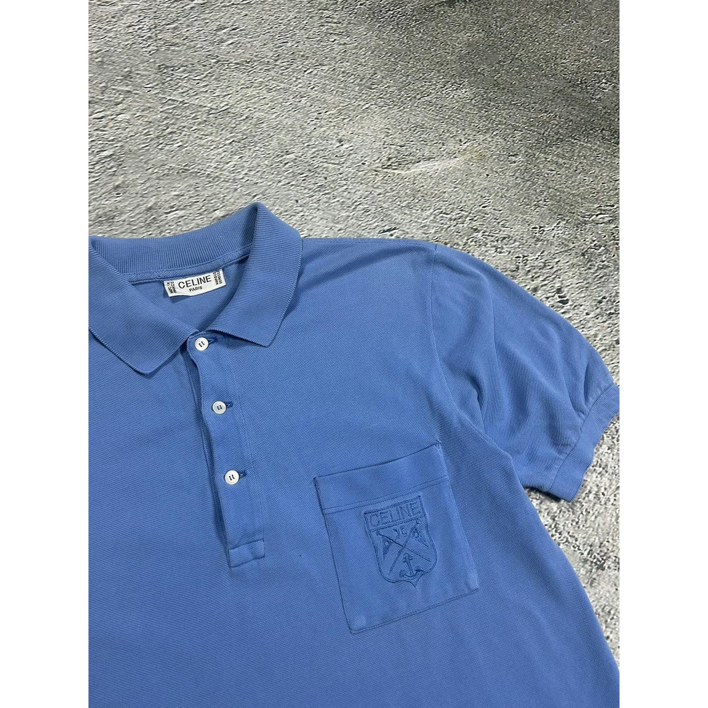 Celine vintage polo T-shirt blue small logo 90s