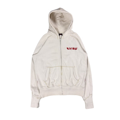 Evisu zip hoodie white red vintage big logo skull Y2K