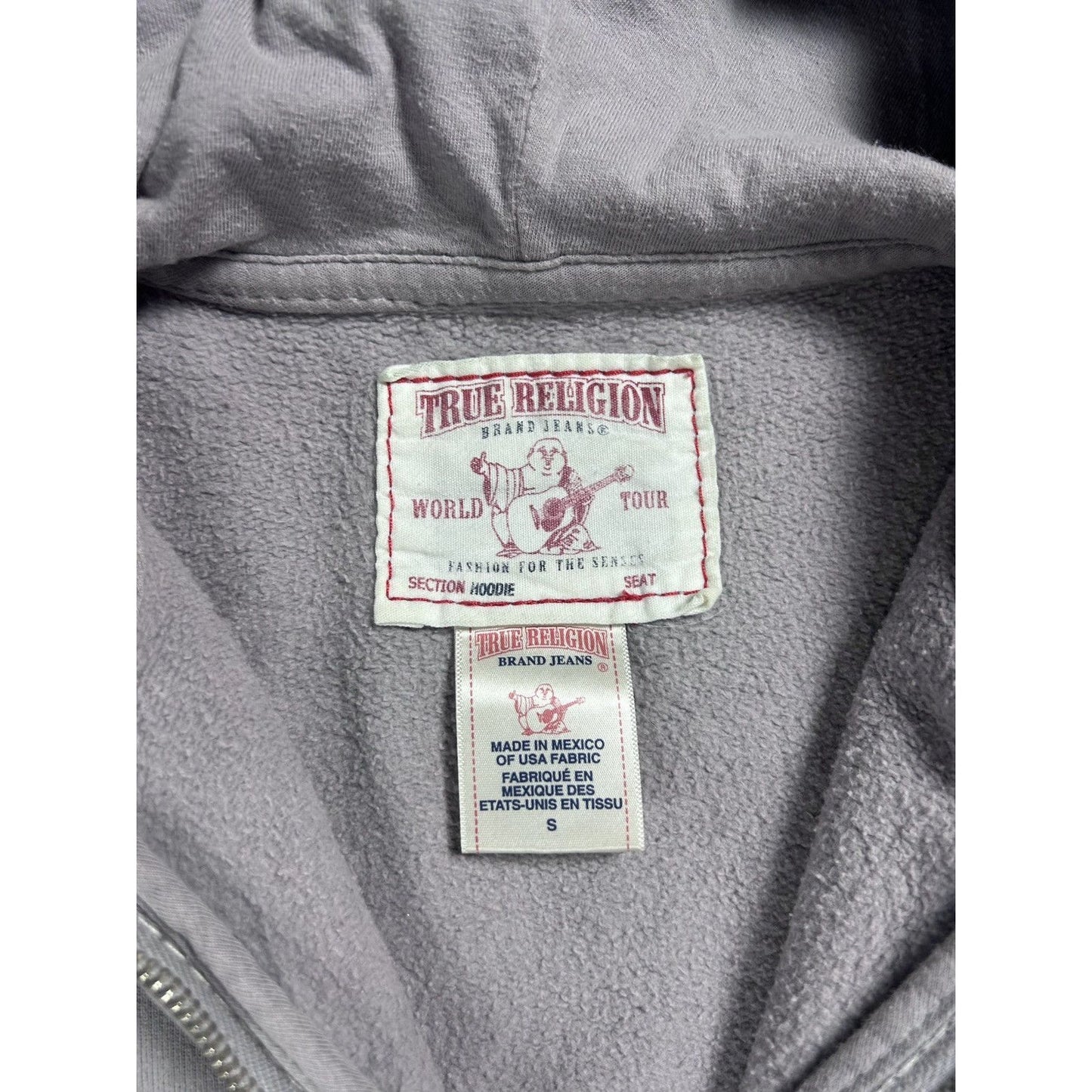 True Religion vintage purple grey zip hoodie thick stitching