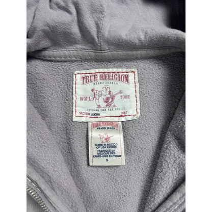 True Religion vintage purple grey zip hoodie thick stitching